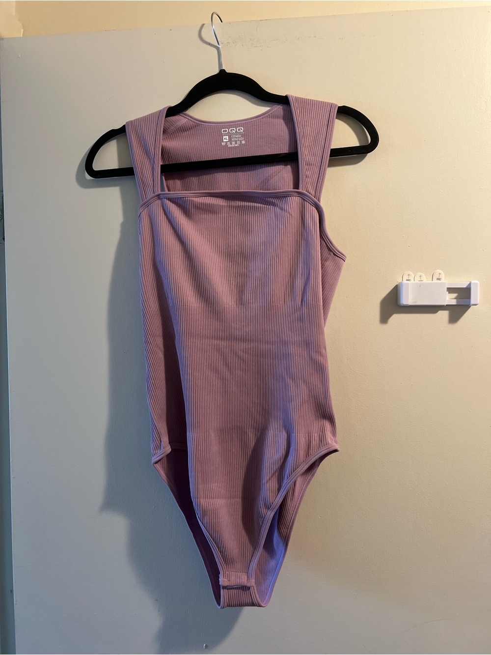 Ribbed Square-Neck Bodysuit in lilac